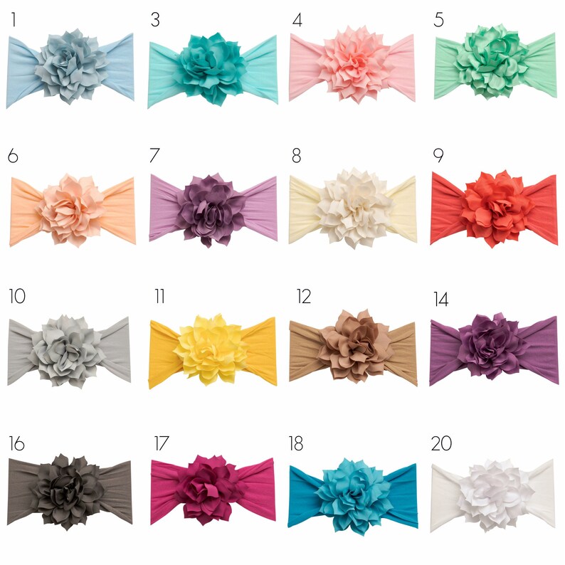 White Baby Headband PICK COLOR Nylon Baby headbands Baby Head wraps Baby Girl Hair Bows Newborn Headbands DHALIA Big Flower Headband