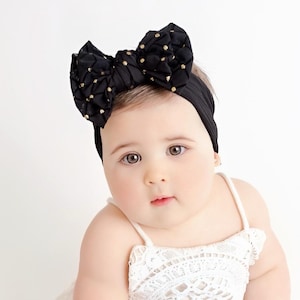 Black Big Bow Baby Headband, Newborn Baby Toddler Girls Headband Bows, Baby Girl Bows, Christmas Bow Headband, Baby Girl Head Wraps MAE