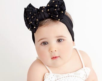 Black Big Bow Baby Headband, Newborn Baby Toddler Girls Headband Bows, Baby Girl Bows, Christmas Bow Headband, Baby Girl Head Wraps MAE