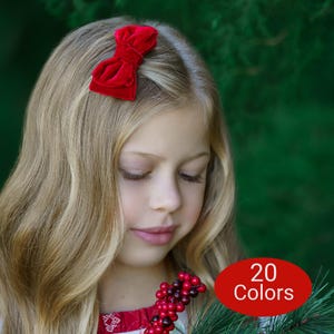 Christmas Velvet Hair Bows, Baby Girl Headbands, Toddler Hair Clips, Velvet Bow Clip, Toddler Bows, Red Velvet Baby Girl Bows, Pigtail Bows