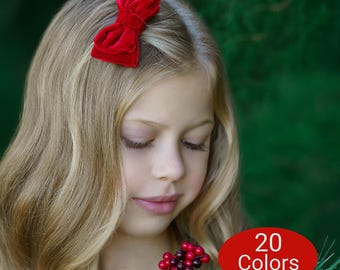 Christmas Velvet Hair Bow, Baby Girl Hair Clip or Headband