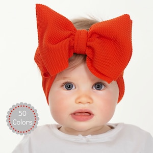 Waffle Knit Baby Bow Headwrap, Oversized Newborn Toddler Headband