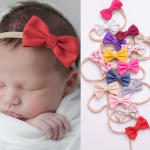 baby headbands, nylon headbands, mini bow headband, infant headband, newborn headband, baby girl headbands, baby nylon headbands, MAYA bows