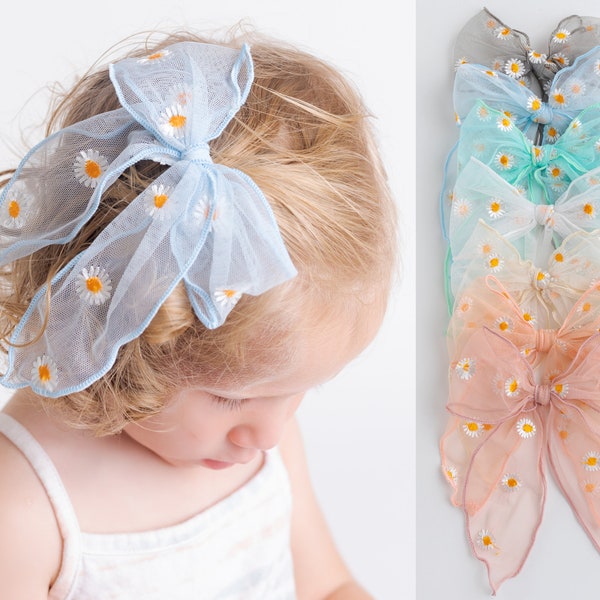 Girl Hair Bows, Toddler Bow Clip,  Baby Girl Hair Bow, Toddler Hair Clip, Tulle Big Bow, Fable Bows Jade