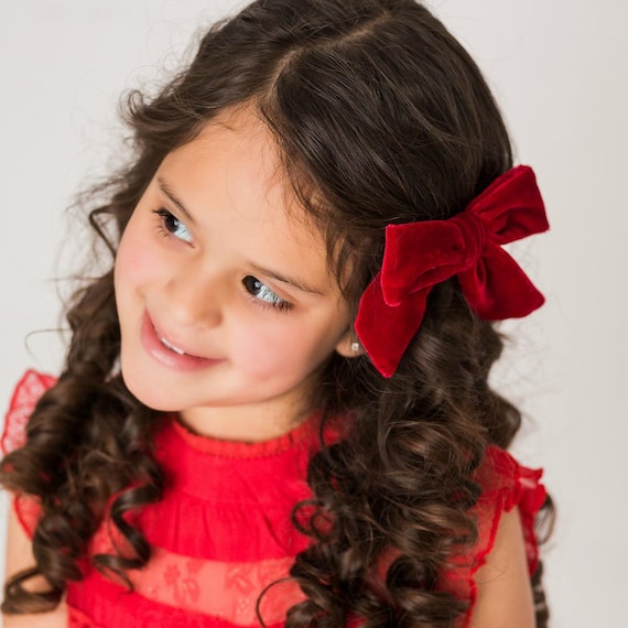 PICK COLOR Christmas Velvet Hair Bows, Red Christmas Baby Headband