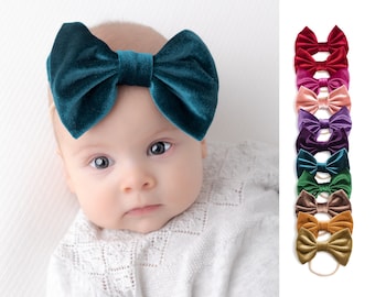 Baby headbands, Oversized Velvet Hair Bow, velvet baby bows, Velvet bows, velvet bow baby headband, velvet school girl bow, BOWTIE VELVET 5"