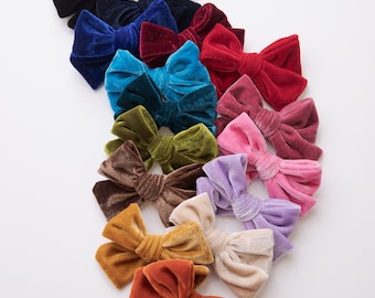 Baby headband, Newborn Headband, Baby Bow Headband, Velvet Bow Headband, Velvet Hair Bows, Girls Hair Clips, Baby Nylon Headband, ABIGAIL 4"
