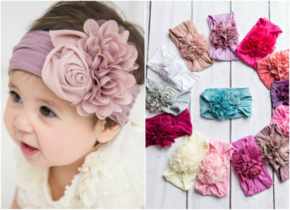 Baby Headband Floral Nylon Headbands Baby Girl Headbands Etsy