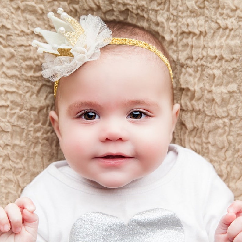 Newborn Crown,1st Birthday Crown, Baby headbands, Newborn Baby Crown, Baby crown headband,Princess Crown Headbnad, Glitter Crown Headband. image 7