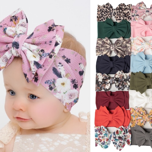 Big Bow Headbands Big Bow Head Wraps Baby Turban Oversized Etsy