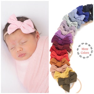 20 COLORS, Baby headbands, NELLA Hair Bow, baby big bows, hand tied bows, bow baby headband, school girl bow, baby hand tied headband,3.5"