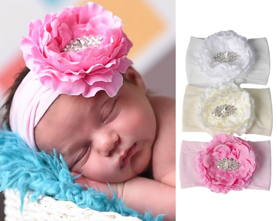 Big flower headbands cheap for babies