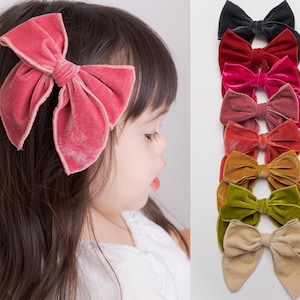 Christmas Velvet Hair Bow, Toddler Hair Bows, Girls Big Bows, Girls Christmas Hair Bows, Velvet Baby Bow Headband, Toddler Hair Clips FABLE