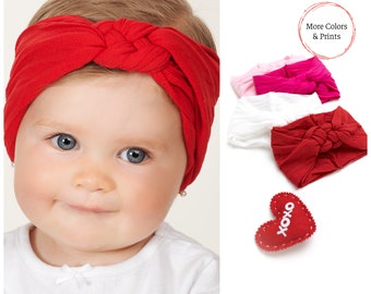 Bandeau bébé rouge, bandeau bébé rouge, nœud Turban bébé, nouveau-né câble  tricot, cadeau bébé fille, bandeau bébé, cadeau de Shower de bébé, Turban  rouge -  France