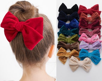 Large Velvet Hair Bow, Alligator Clip, Girls and Toddlers