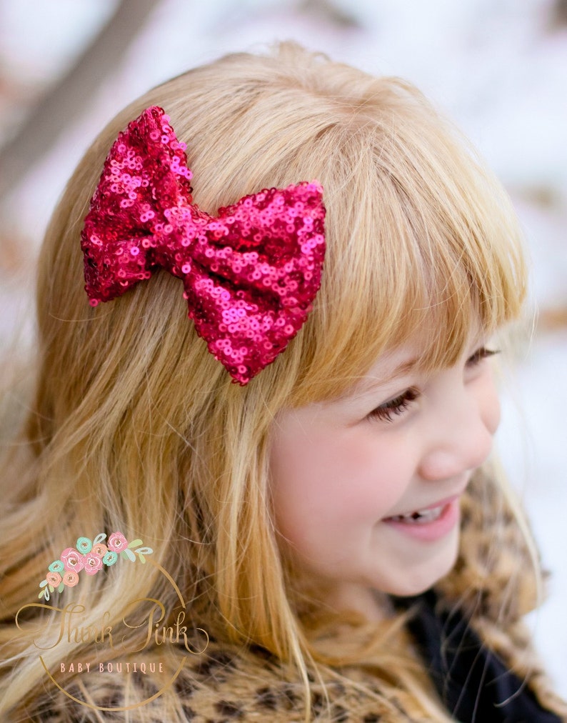 Hot Pink Hair Bow_CHOOSE COLOR_Hair BowsBaby Hair ClipsRed Etsy