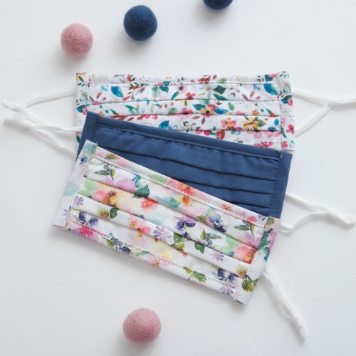 Purple Cotton Face Mask Nose Wire Filter Pocket Kids & Etsy UK