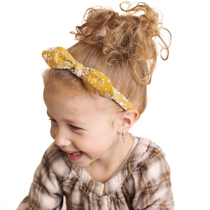 Bandeaux pour filles Liberty, bandeau à gros nœuds, bandeau à nœuds pour tout-petits, bandeau à nœuds pour écolière, bandeau à fleurs, bandeau rigide recouvert de tissu image 2