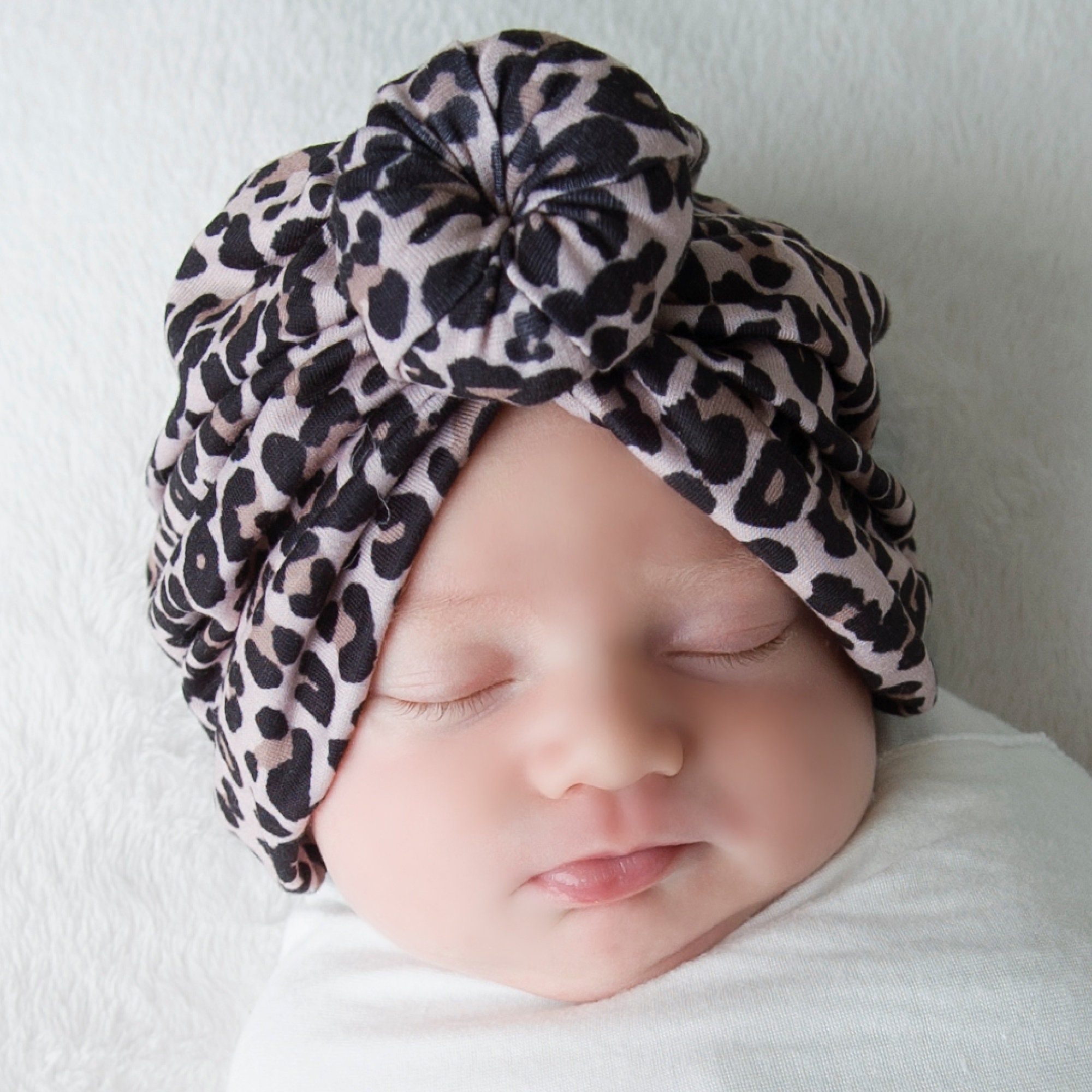 Pesci - Bonnet turban Bébé tricoté avec nœud - Nouveau-né - Vieux Pink