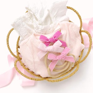 Ensemble serre-tête pour bébé, nœuds pour nouveau-né fille, pinces à cheveux pour tout-petit, accessoires pour cheveux de bébé, nœuds pour bébé en nylon doux, nœuds pour cheveux roses, cadeau de baby shower