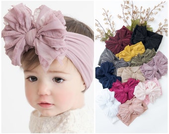 Big RUFFLE Bow Headband, Baby Girl Headwrap, Baby Turban, Baby Head Wraps, Newborn Bow Headband, Bow Toddler Headbands, Baby Girl Headbands