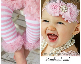 Pink Baby Headband and Leg Warmers SET, Baby headbands,baby leg warmers, Pink Baby Headband, Pink baby toddler child leg warmers.