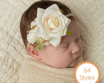Baby Headband, Baby girl headbands, Girls Flower Crown, Mauve Flower Headband, Newborn headbands, Infant Headbands, Newborn Photo Prop