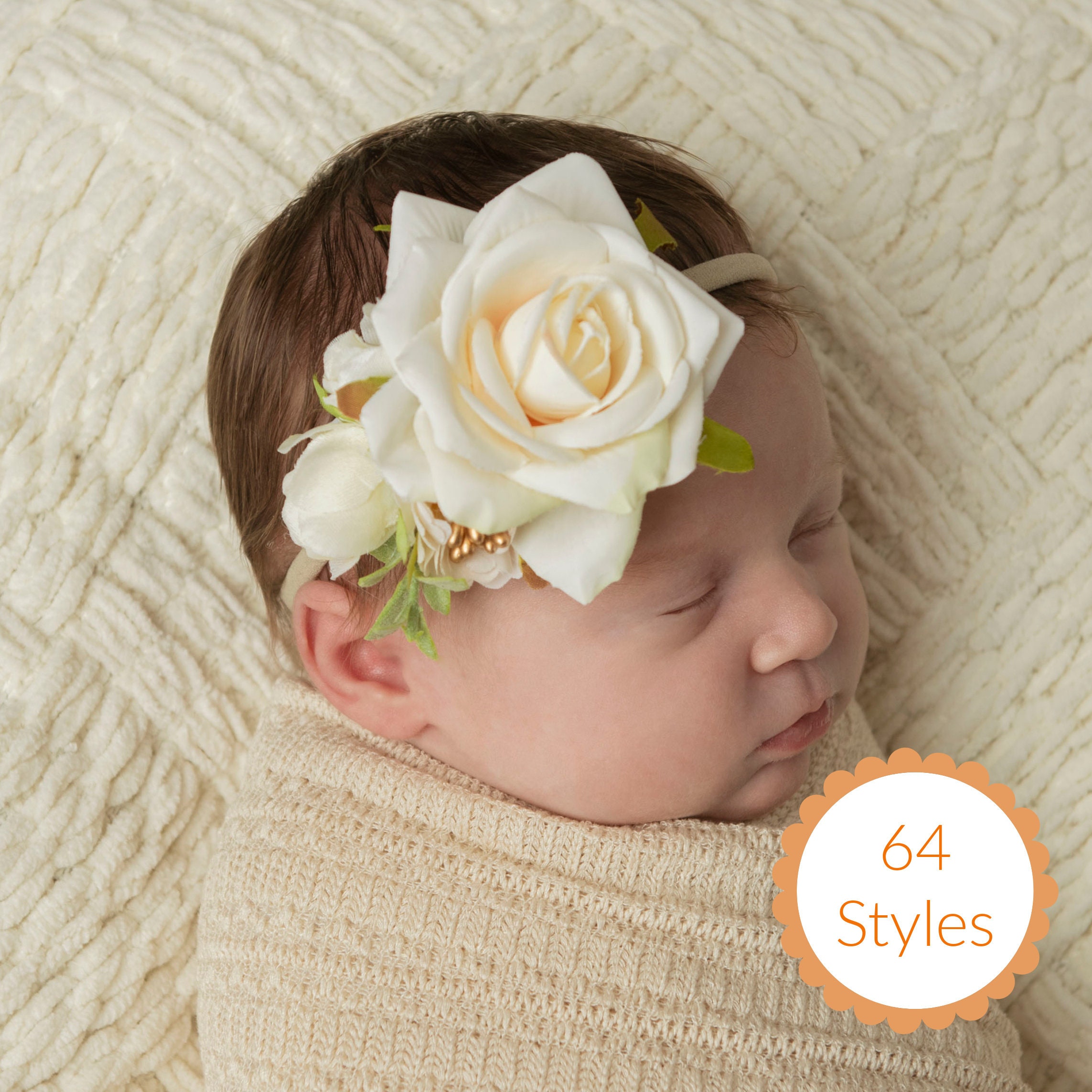 Diadema para bebés, Diadema de flores rosas, Diademas para niñas