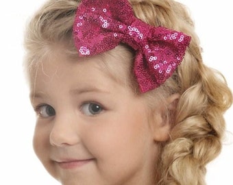 Hot Pink Hair Bow_CHOOSE COLOR_Hair Bows,Baby Hair Clips,Red Hair Bow,Sequined Gold Hair Bow, Girls Hair Bows- Hair Bows, Clippies,hairbows.