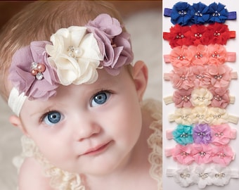 CHOOSE COLOR Baby Headbands,Baby girl Headband,Newborn Headband, Chic Flower Headband, Baptism Headband, Baby Headbands,Hair Bows.