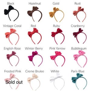 Girls Hard Headbands, Red Velvet Headband, Christmas Bow Headband , Headbands for Toddlers Girls Adults, Velvet Bows, School girl Headband image 3