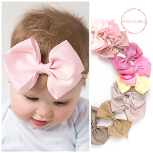 Baby Headband, Big Bow Headbands, Newborn Bow Headband, Baby Hair Bows, Baby Girl Headband, Toddler Hair Bows, Baby Girl Gift, Ella
