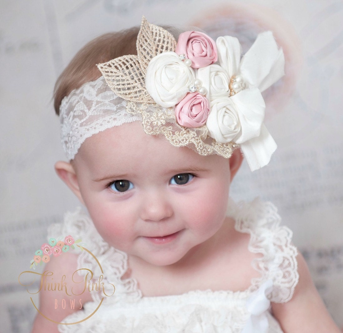 Rosette HeadbandBaby Girl HeadbandBaby headbandsFlower Girl Etsy