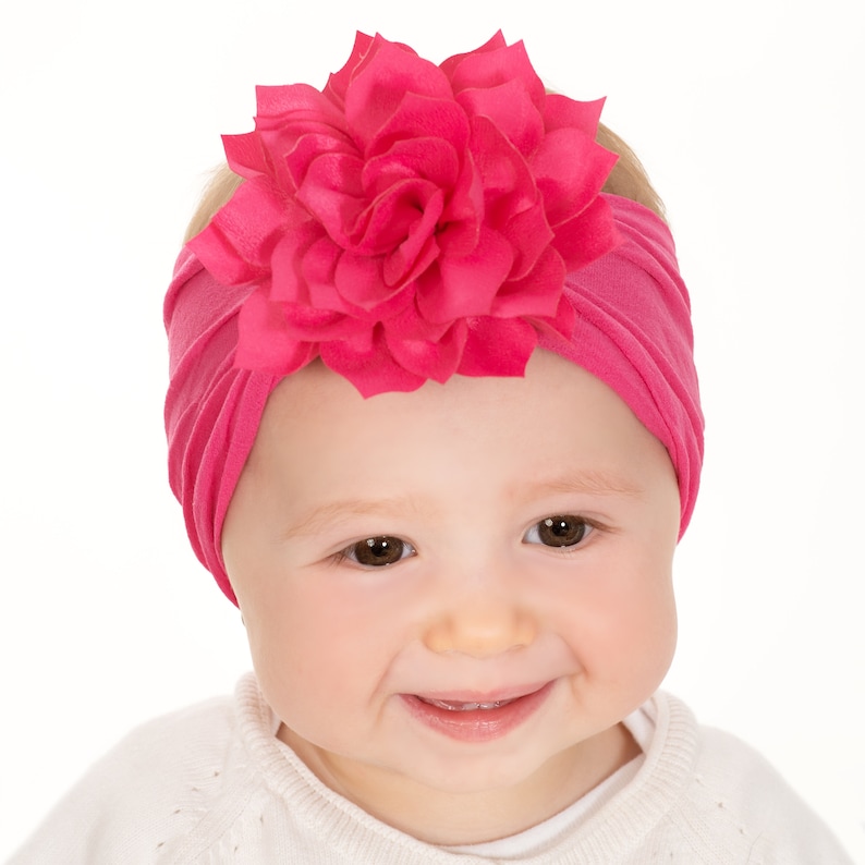 White Baby Headband PICK COLOR Nylon Baby headbands Baby Head wraps Baby Girl Hair Bows Newborn Headbands DHALIA Big Flower Headband