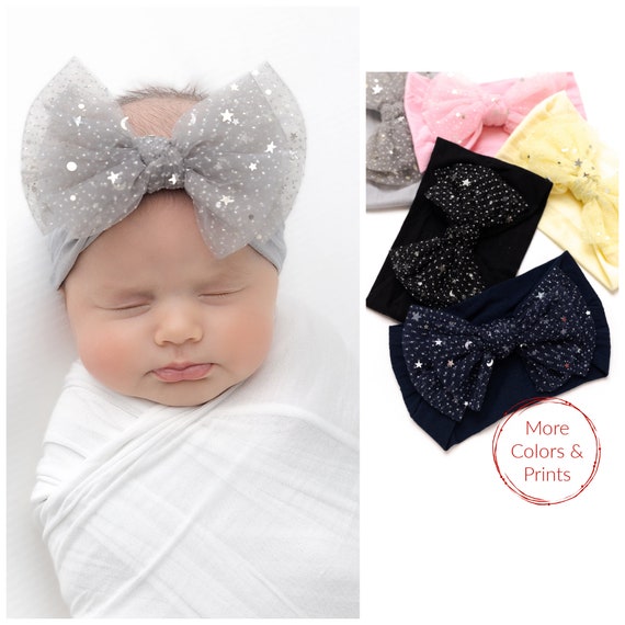 Adjustable Big Bow Baby Headband Top Knot Headbands Over Sized Bow Hair Newborn  Head Band Girl Large Hair Bows