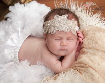 Flower Girl Headband, ,Crystal Headband, baby headbands, Christening Headband, Baptism headband, bridal headband,Bling baby headband