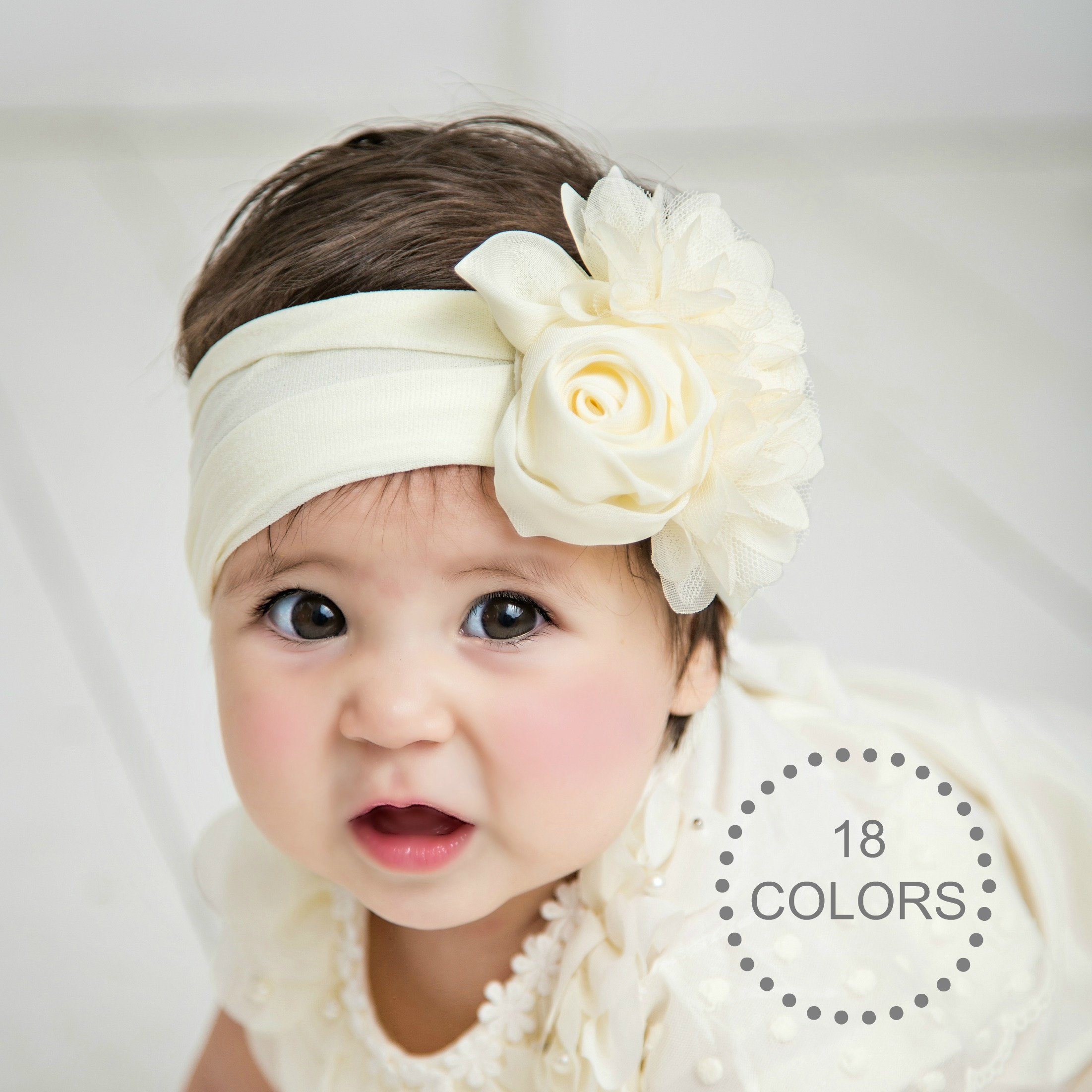 Kids Baby Nylon Headbands Girls Flower Bow Hairband Elastic Turban Head Wraps