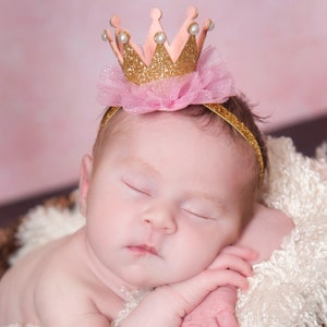 Newborn Crown,1st Birthday Crown, Baby headbands, Newborn Baby Crown, Baby crown headband,Princess Crown Headbnad, Glitter Crown Headband. image 3