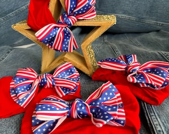 Patriotic Baby Bow, Baby Girl Hair Bows, 4th of July Baby Girl Headbands, Toddler American Flag Bow, Newborn Independence Day Hair Bows,