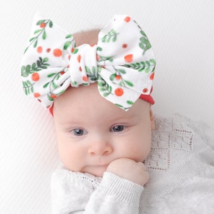 Christmas Baby Headband, Christmas Baby Bows, Red Holly Berry Christmas Headband, Christmas Big Bow Headband, Newborn Headband, Baby Bow