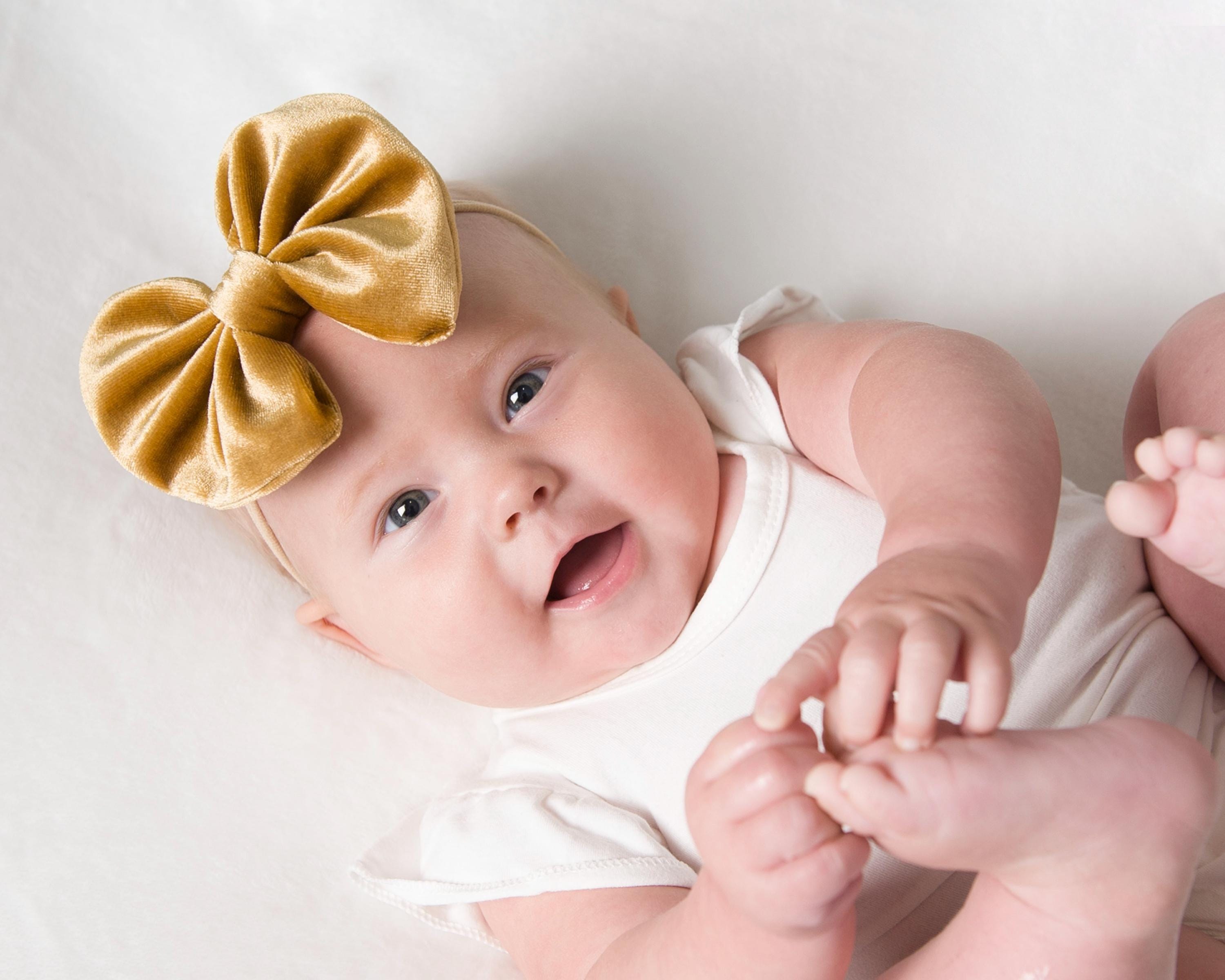 Christmas Baby Headbands, Velvet Hair Bows, Big Bow Baby Girl
