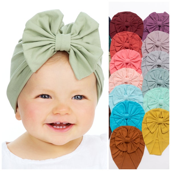 Baby Turban Hat, Baby Girl Turban, BOW Baby turban,Baby Stretchy Hat, Baby Turban Headband, Infant Hat, Newborn Turban, Baby Headbands