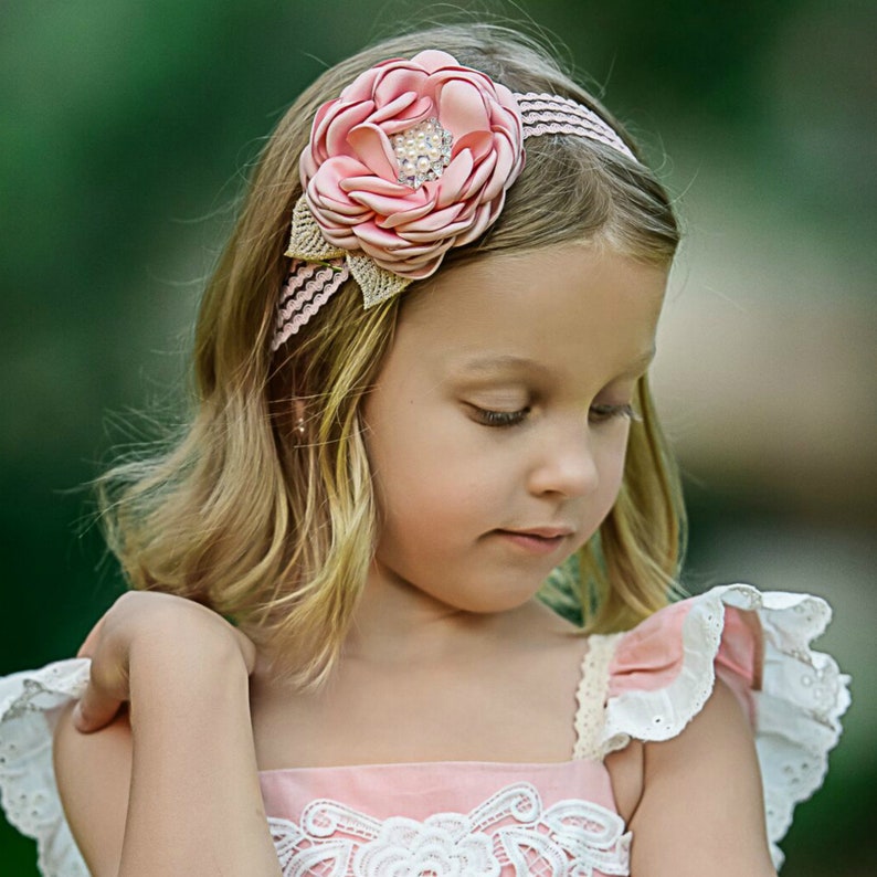 Ivory Vintage Rosette Baby Headband Girl Couture Headband Etsy