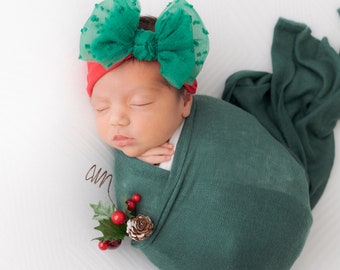 Red Christmas Baby Headband, Big Bow Head Wrap