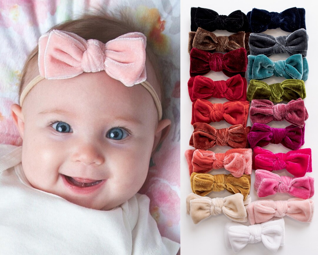 Baby Headband, Newborn Headband, Baby Bow Headband, Velvet Bow Headband