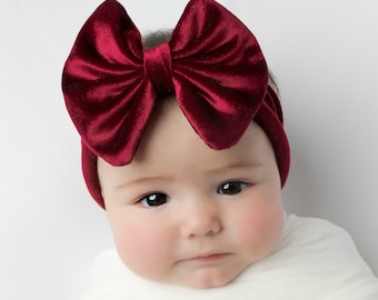 Baby Headband, Big Bow Baby Girl Headbands, Baby Headwraps, Velvet Bow Headband, Christmas Velvet Headband, Baby Headbands, Baby Hair Bows