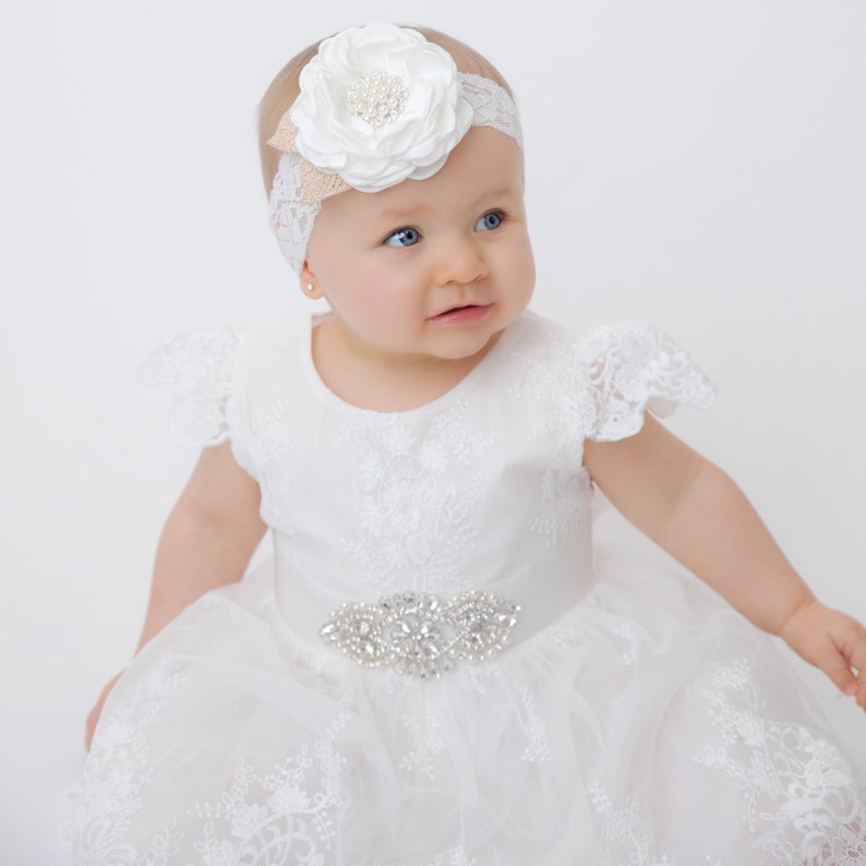 Ivory Vintage Rosette Baby Headband Girl Couture Headband Etsy