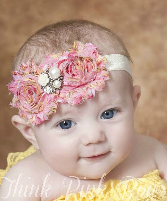Items similar to Baby Headband, Floral Headband, baby girl headband ...