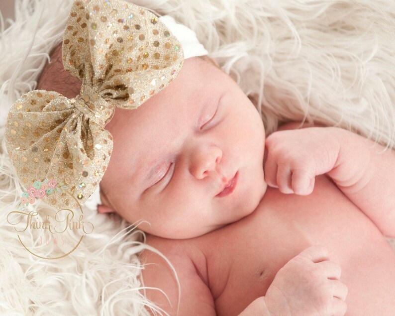 headwrap. Girls Headband,Gold baby headband,Big Bow Headband,Sequin Bow Headband Gold sequin Bow Headband Head wraps Baby Headbands