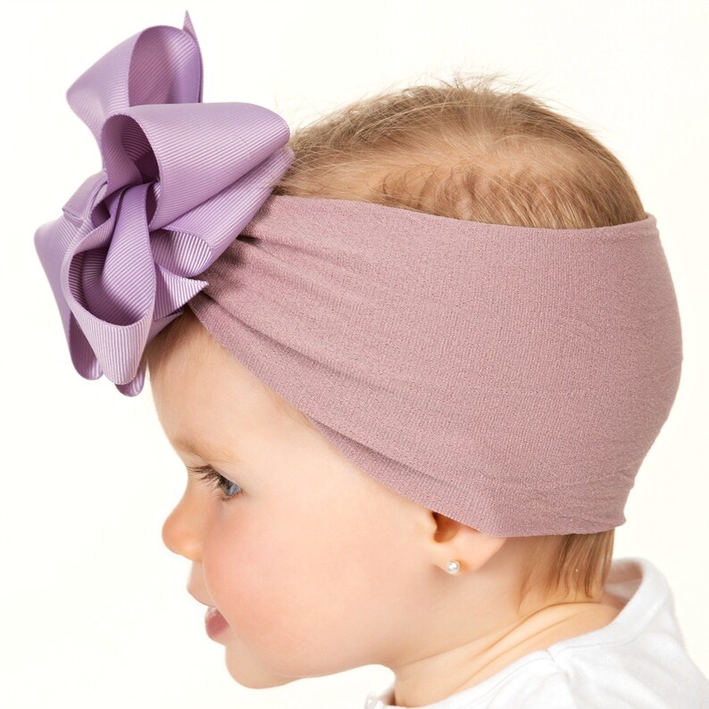 Big Bow Baby Headband, Baby Girl Headbands, Turban Nylon Headband, Baby Head Wraps, Oversized Baby Bow Headband, Toddler Hair Bows, Headwrap image 9